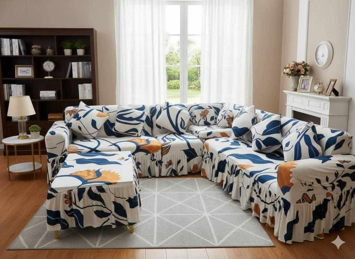 China Magic Print - Ruffle Design 10 sofa cover by Cholti Home decor