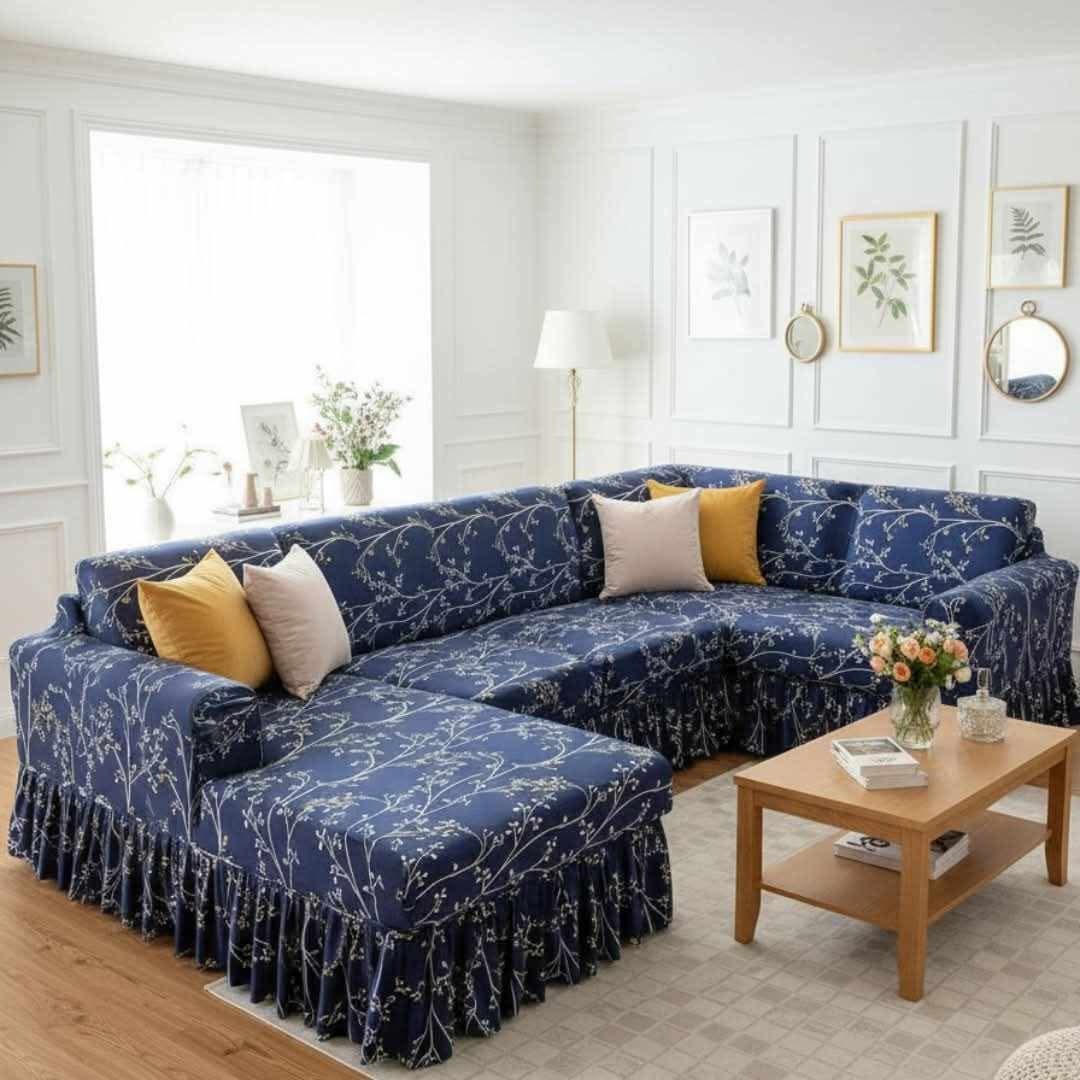 China Magic Print - Ruffle Design 29 sofa cover by Cholti Home decor