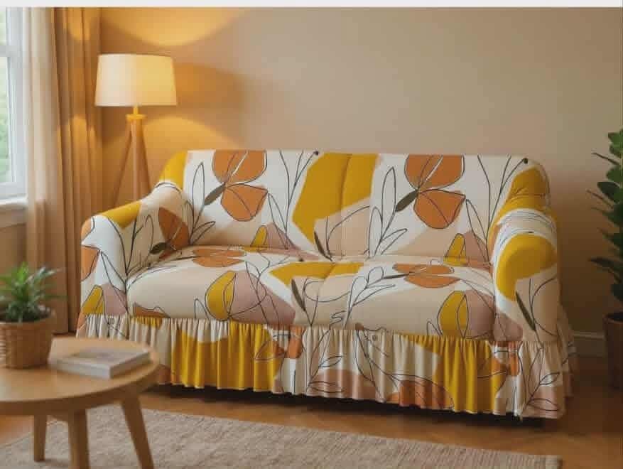 China Magic Print - Ruffle Design 32 sofa cover by Cholti Home decor